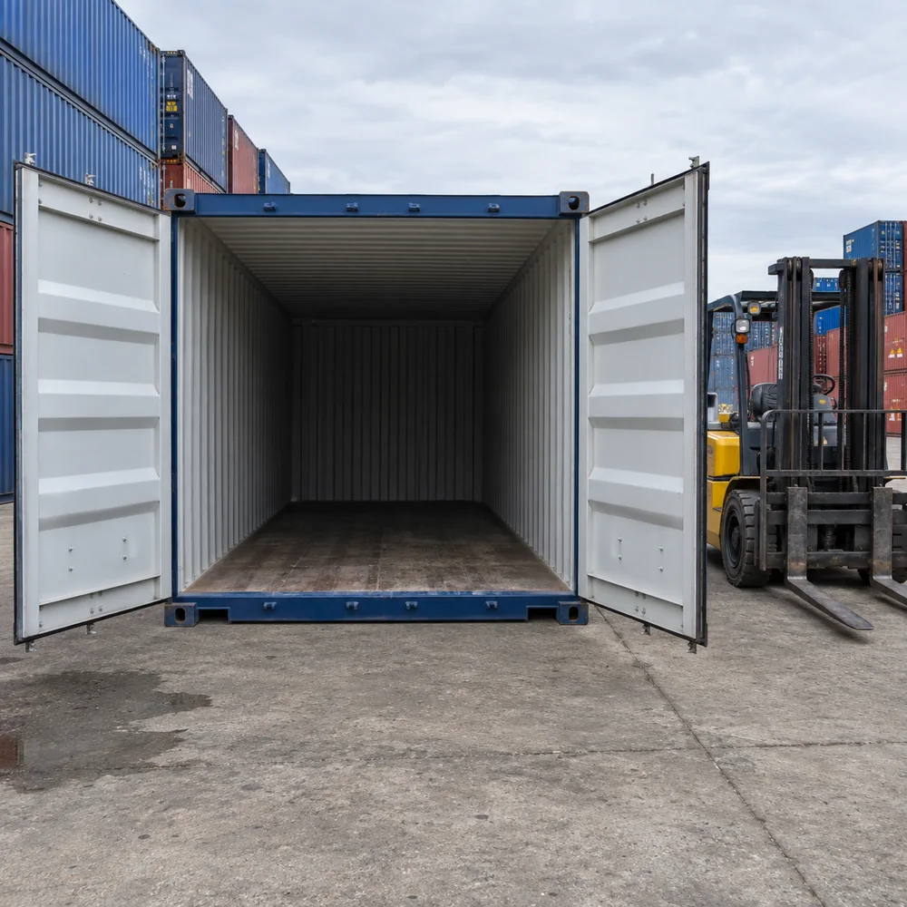 Shipping container door clearance