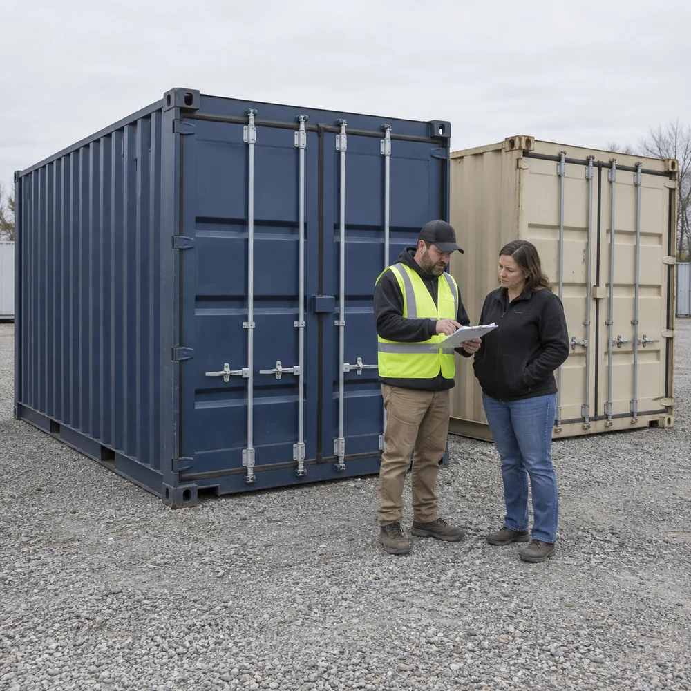 Shipping container rental yard