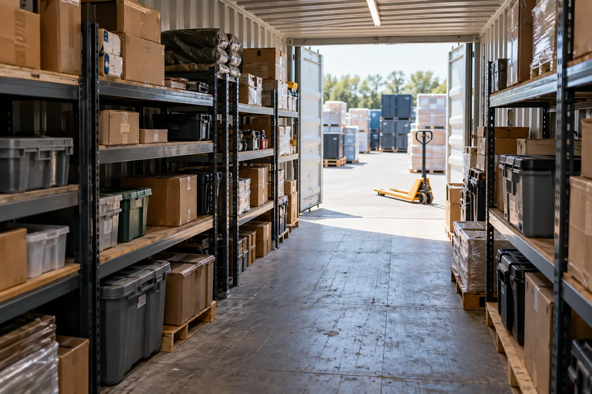 Warehouse overflow storage containers planning detail