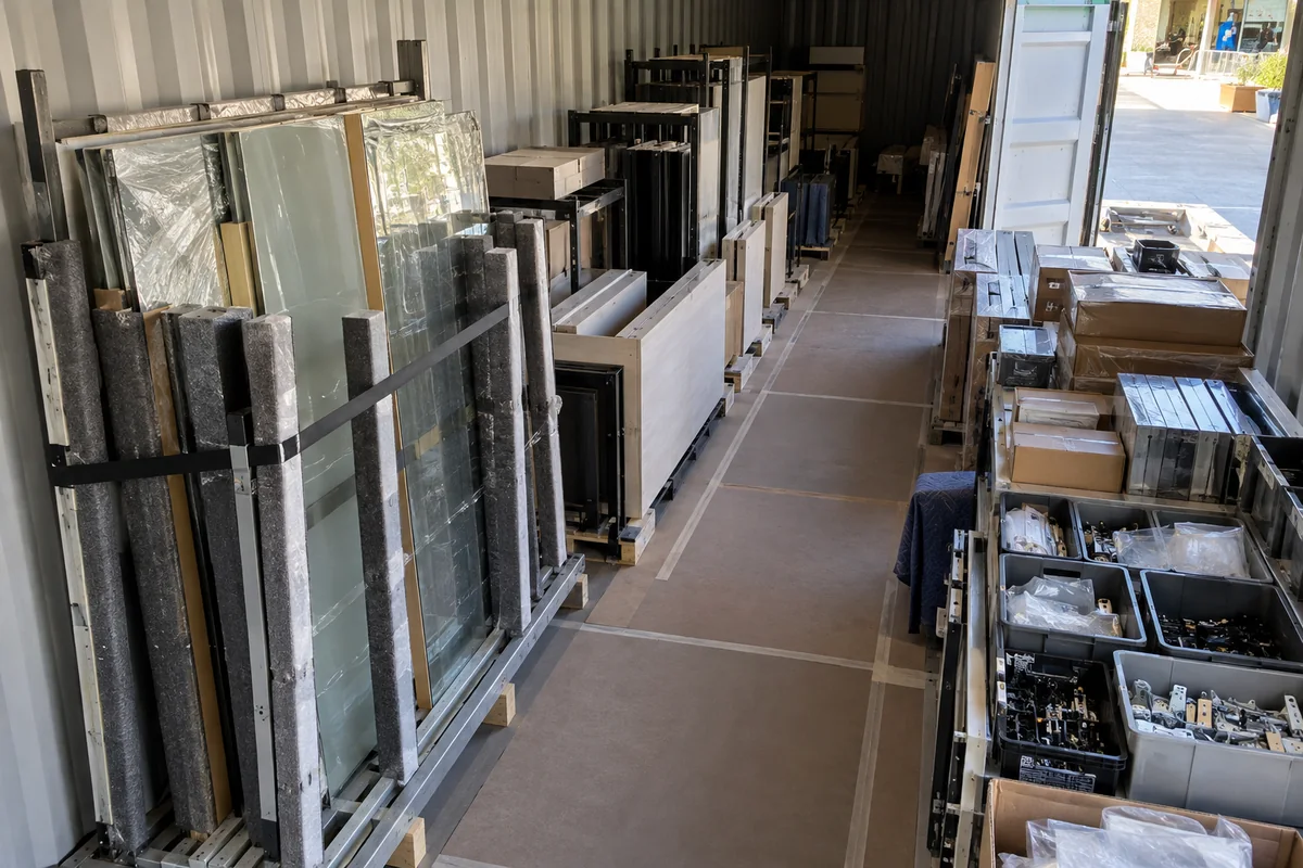 Retail renovation storage containers planning detail