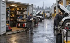 fleet maintenance parts storage at a working commercial site