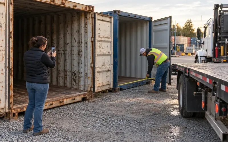 shipping container rental hidden fees at a working commercial site