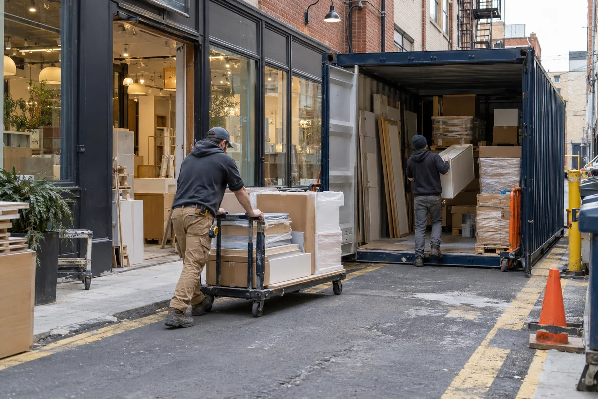 short-term shipping container rental at a working commercial site